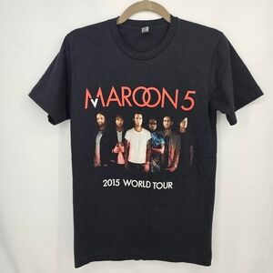 Black Maroon 5 2015 World Womens T-Shirt‎ Size Small American Apparel